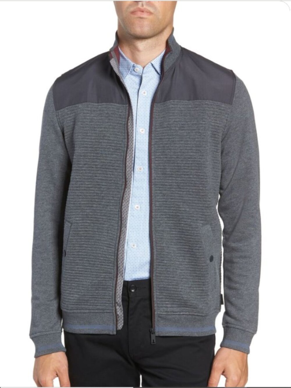 Ted Baker London Men's Size 5/X-Large Sardin Quilted Jacket Gray